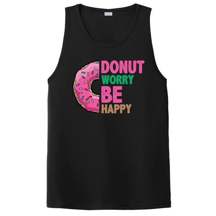 Donut Worry Be Happy Positive Quote PosiCharge Competitor Tank