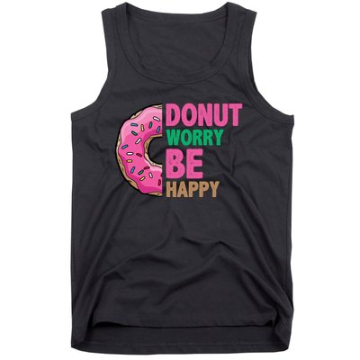 Donut Worry Be Happy Positive Quote Tank Top