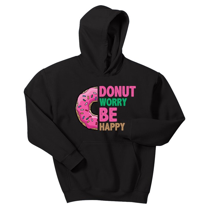 Donut Worry Be Happy Positive Quote Kids Hoodie