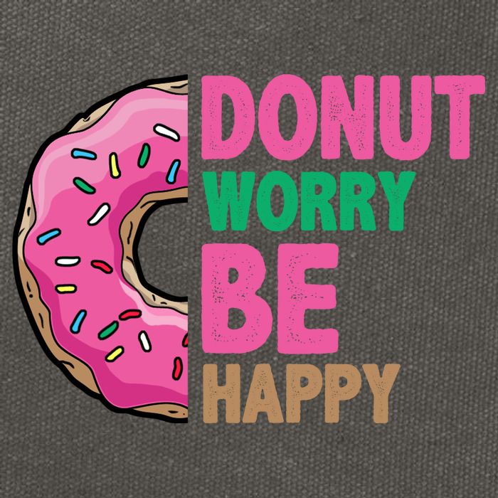 Donut Worry Be Happy Positive Quote Cotton Canvas Backpack