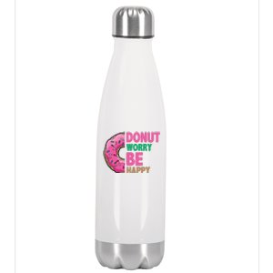 Donut Worry Be Happy Positive Quote Stainless Steel Insulated Water Bottle