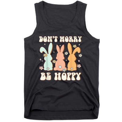 Don't Worry Be Hoppy Rabbit Cute Bunny Flowers Easter Day Tank Top