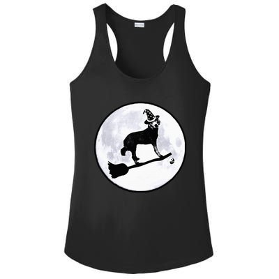 Dog Witch Broom Full Moon Doodle Dood Halloween Hat Ladies PosiCharge Competitor Racerback Tank