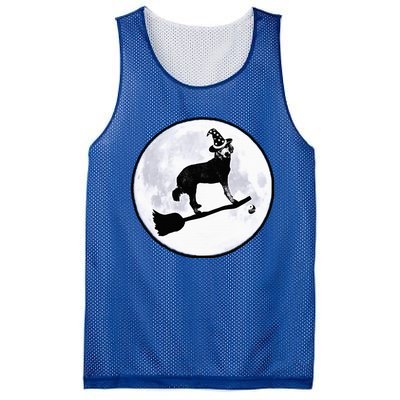 Dog Witch Broom Full Moon Doodle Dood Halloween Hat Mesh Reversible Basketball Jersey Tank