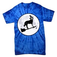 Dog Witch Broom Full Moon Doodle Dood Halloween Hat Tie-Dye T-Shirt