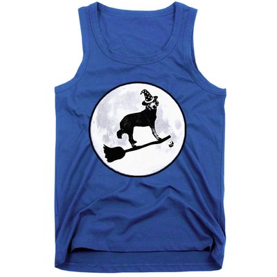 Dog Witch Broom Full Moon Doodle Dood Halloween Hat Tank Top