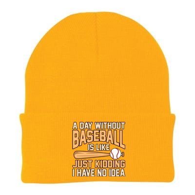 Day Without Baseball Sports Player Lover Coach Graphic Gift Knit Cap Winter Beanie