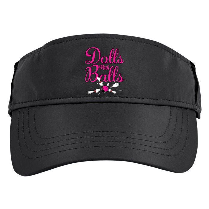 Dolls With Balls, Funny Women Bowling Team Name Adult Drive Performance Visor