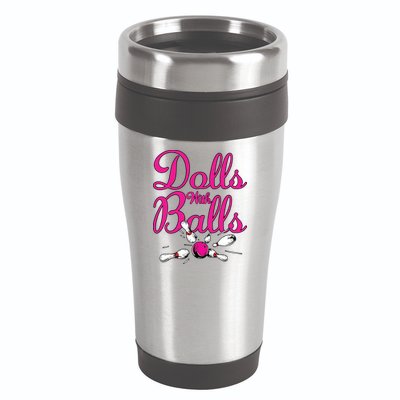 Dolls With Balls, Funny Women Bowling Team Name 16oz Travel Tumbler