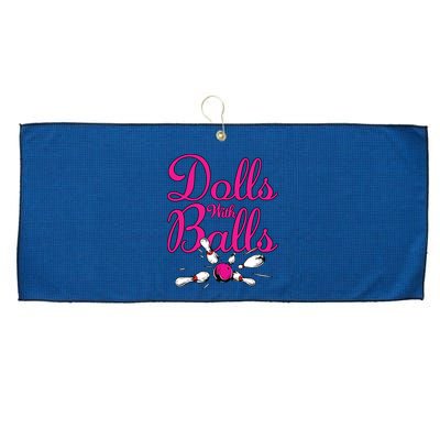 Dolls With Balls, Funny Women Bowling Team Name Large Microfiber Waffle Golf Towel