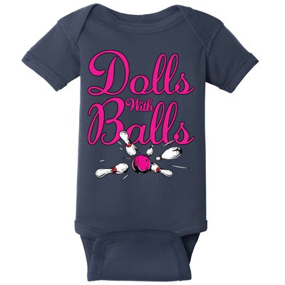 Dolls With Balls, Funny Women Bowling Team Name Baby Bodysuit