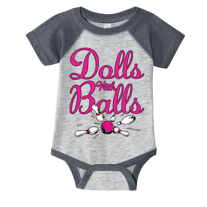 Dolls With Balls, Funny Women Bowling Team Name Infant Baby Jersey Bodysuit