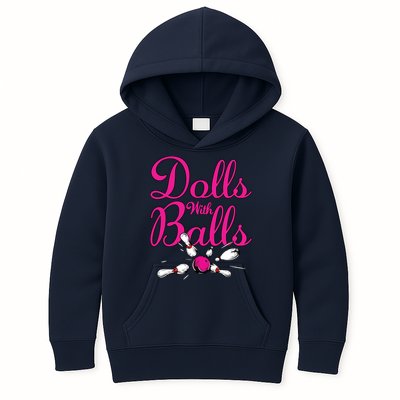 Dolls With Balls, Funny Women Bowling Team Name Kids Hoodie