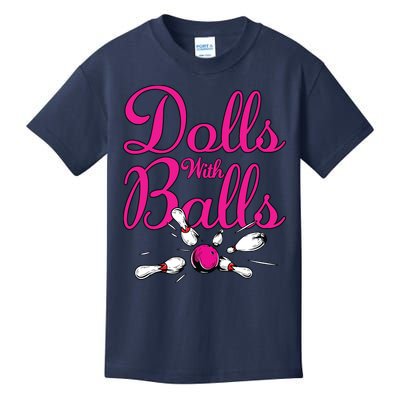 Dolls With Balls, Funny Women Bowling Team Name Kids T-Shirt