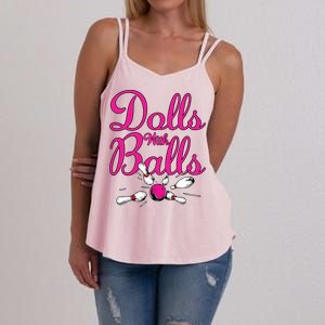 Dolls With Balls, Funny Women Bowling Team Name Women's Strappy Tank