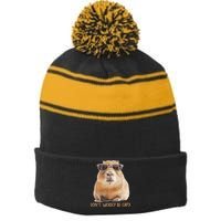 Dont Worry Be Capy Capybara Funny Capybara Lovers Stripe Pom Pom Beanie