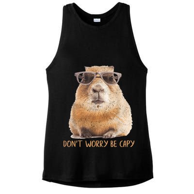 Dont Worry Be Capy Capybara Funny Capybara Lovers Ladies PosiCharge Tri-Blend Wicking Tank