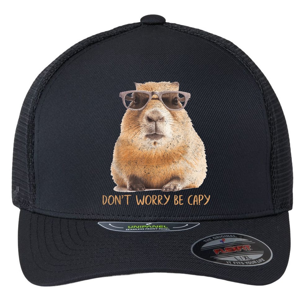 Dont Worry Be Capy Capybara Funny Capybara Lovers Flexfit Unipanel Trucker Cap