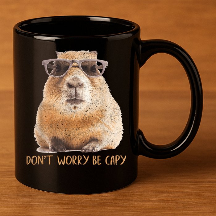 Dont Worry Be Capy Capybara Funny Capybara Lovers 11oz C Handle Ceramic Mug