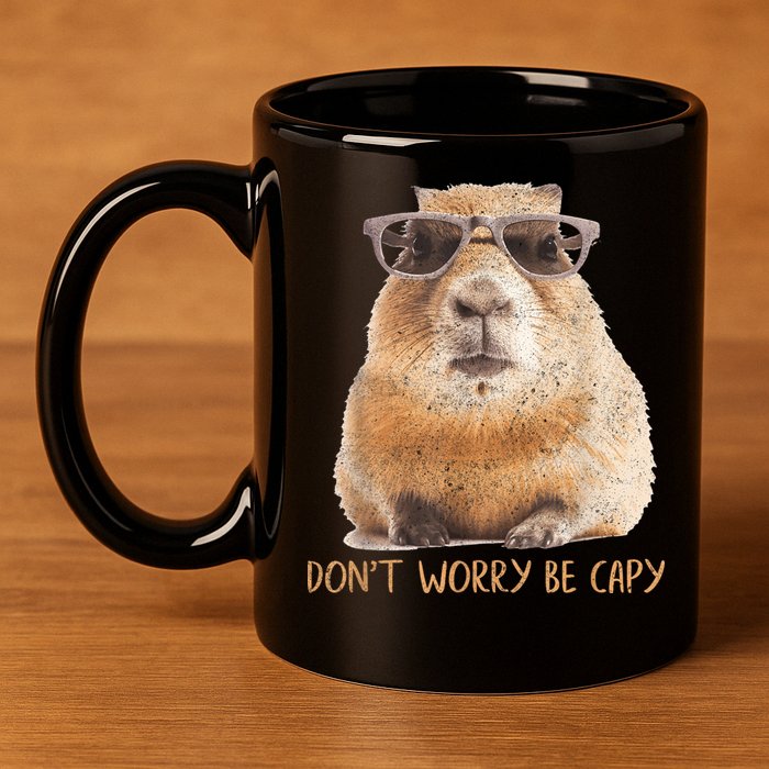 Dont Worry Be Capy Capybara Funny Capybara Lovers 11oz C Handle Ceramic Mug