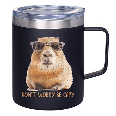 Dont Worry Be Capy Capybara Funny Capybara Lovers 12oz Stainless Steel Coffee Mug