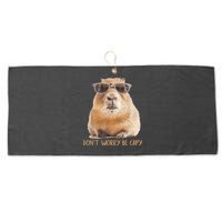 Dont Worry Be Capy Capybara Funny Capybara Lovers Large Microfiber Waffle Golf Towel