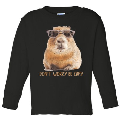 Dont Worry Be Capy Capybara Funny Capybara Lovers Toddler Long Sleeve Shirt