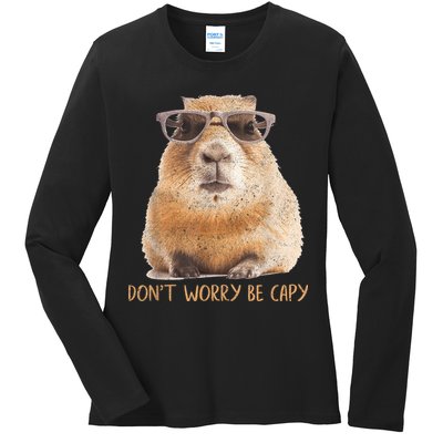 Dont Worry Be Capy Capybara Funny Capybara Lovers Ladies Long Sleeve Shirt