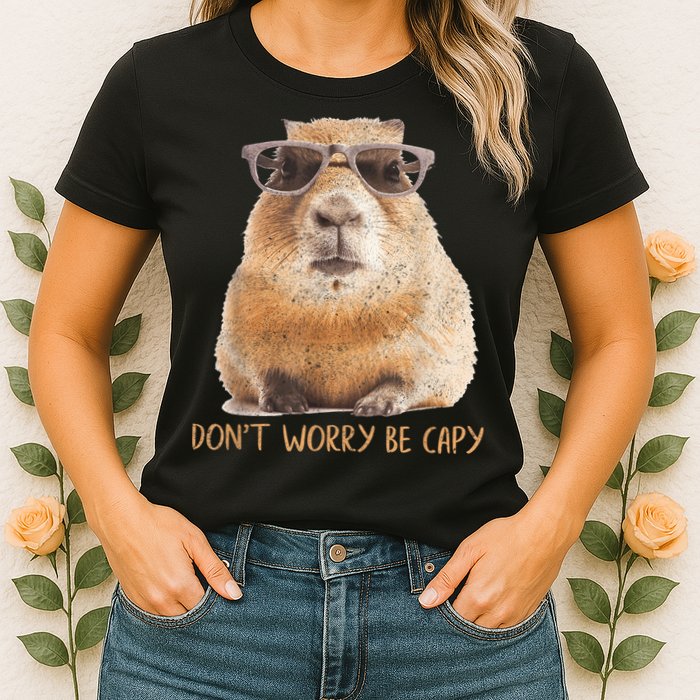 Dont Worry Be Capy Capybara Funny Capybara Lovers Womens T-Shirt