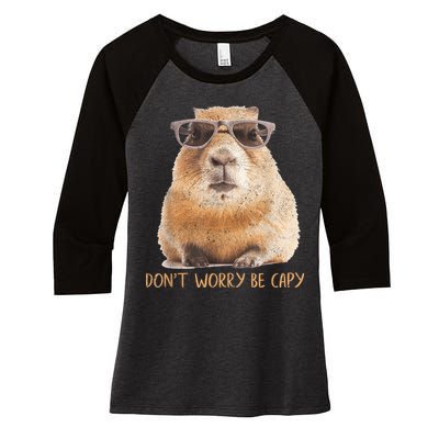 Dont Worry Be Capy Capybara Funny Capybara Lovers Women's Tri-Blend 3/4-Sleeve Raglan Shirt