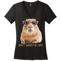 Dont Worry Be Capy Capybara Funny Capybara Lovers Women's V-Neck T-Shirt