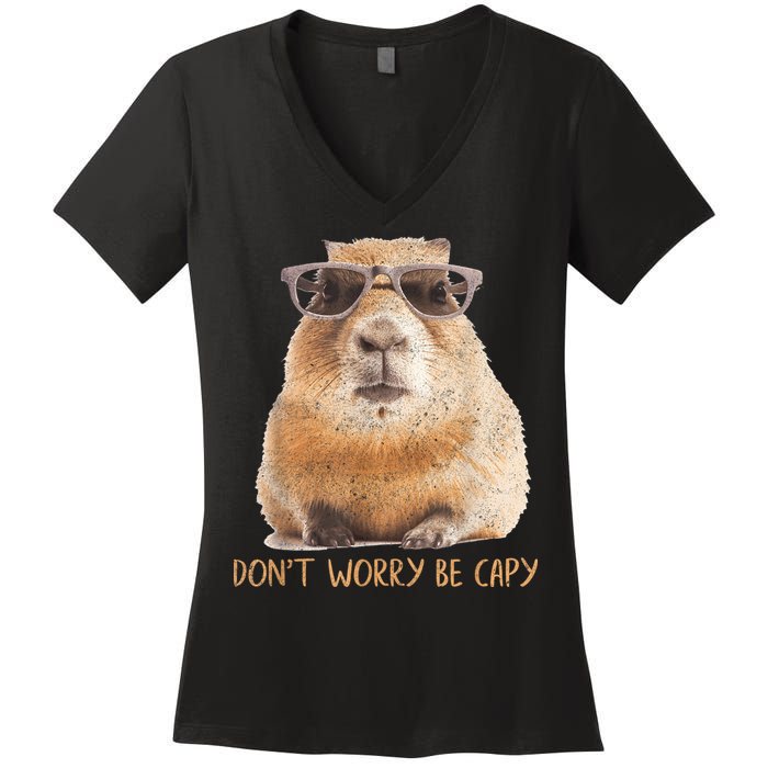 Dont Worry Be Capy Capybara Funny Capybara Lovers Women's V-Neck T-Shirt