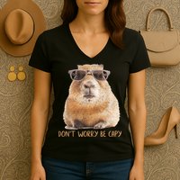 Dont Worry Be Capy Capybara Funny Capybara Lovers Women's V-Neck T-Shirt