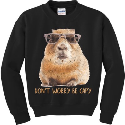 Dont Worry Be Capy Capybara Funny Capybara Lovers Kids Sweatshirt