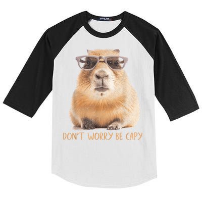 Dont Worry Be Capy Capybara Funny Capybara Lovers Kids Colorblock Raglan Jersey