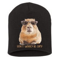 Dont Worry Be Capy Capybara Funny Capybara Lovers Short Acrylic Beanie