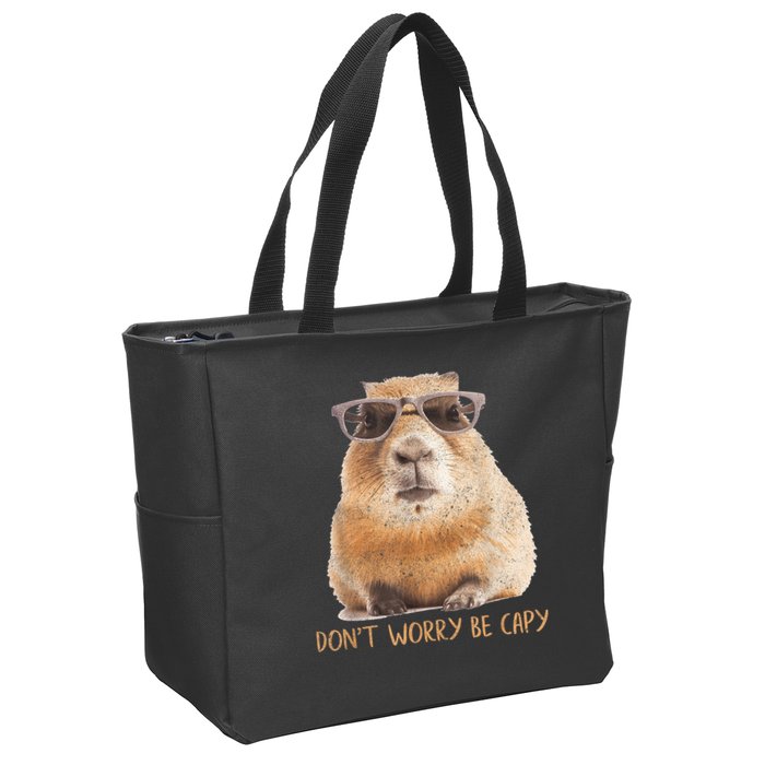 Dont Worry Be Capy Capybara Funny Capybara Lovers Zip Tote Bag