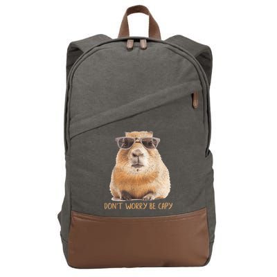 Dont Worry Be Capy Capybara Funny Capybara Lovers Cotton Canvas Backpack