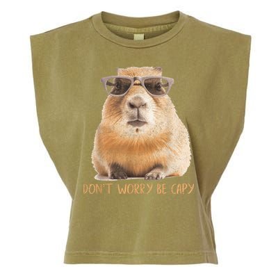 Dont Worry Be Capy Capybara Funny Capybara Lovers Garment-Dyed Women's Muscle Tee