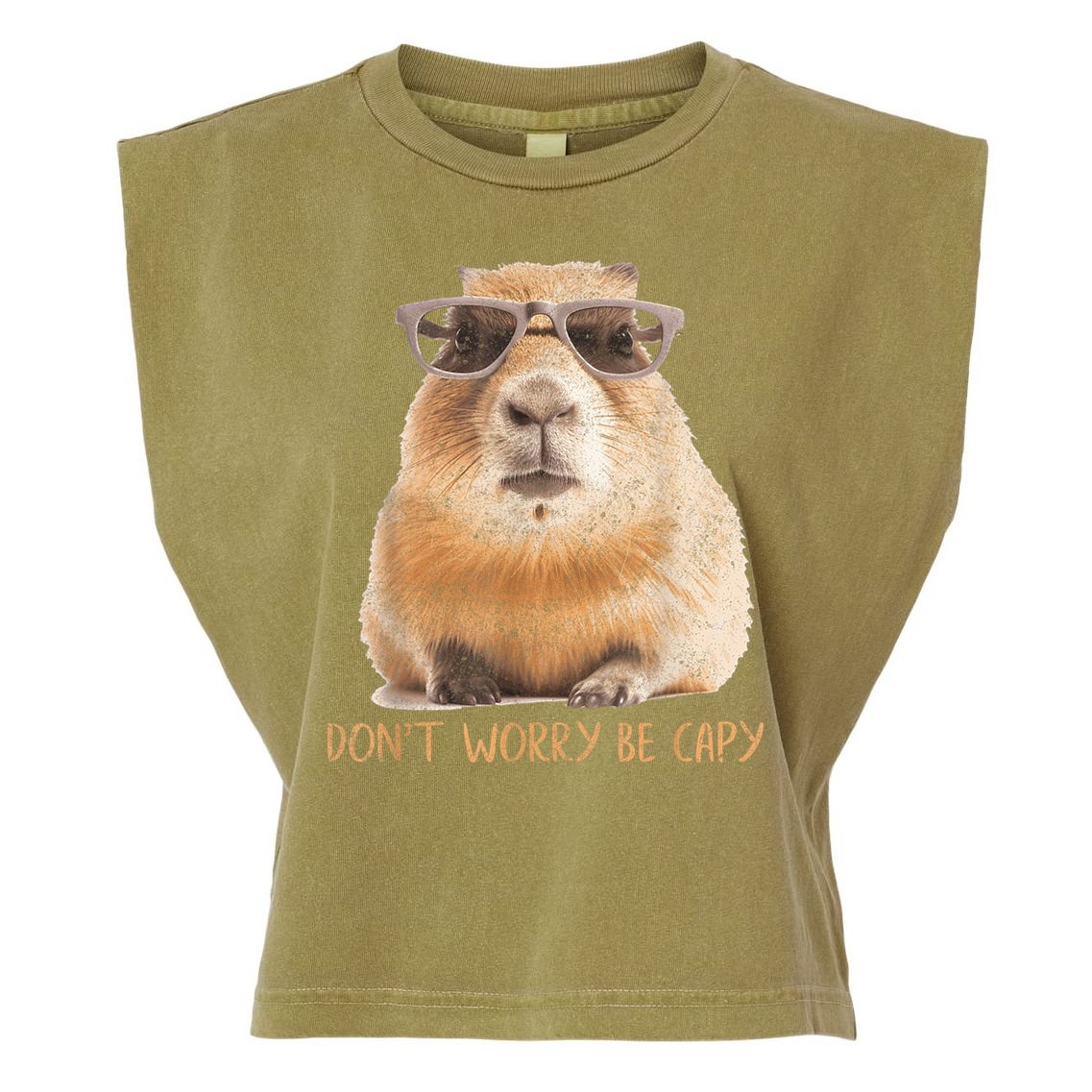 Dont Worry Be Capy Capybara Funny Capybara Lovers Garment-Dyed Women's Muscle Tee