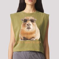 Dont Worry Be Capy Capybara Funny Capybara Lovers Garment-Dyed Women's Muscle Tee