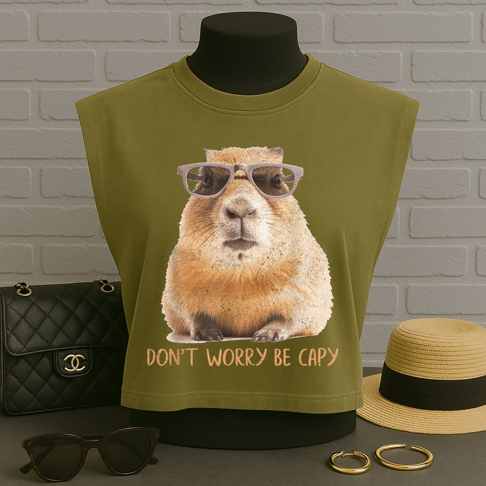 Dont Worry Be Capy Capybara Funny Capybara Lovers Garment-Dyed Women's Muscle Tee