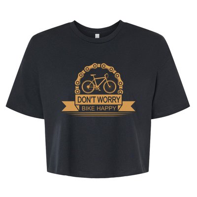 Don't Worry Bike Happy Bella+Canvas Jersey Crop Tee