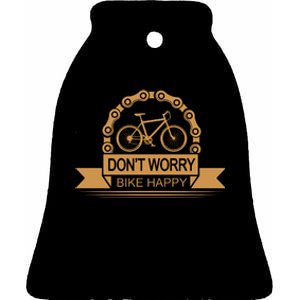 Don't Worry Bike Happy Ceramic Bell Ornament