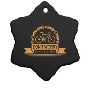 Don't Worry Bike Happy Ceramic Star Ornament