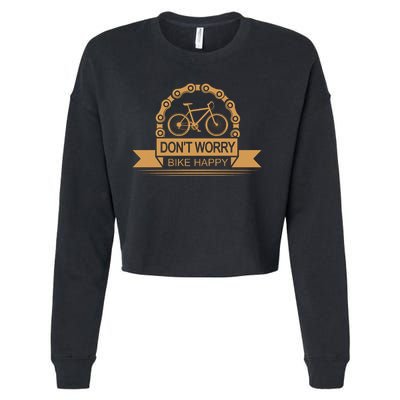 Don't Worry Bike Happy Cropped Pullover Crew