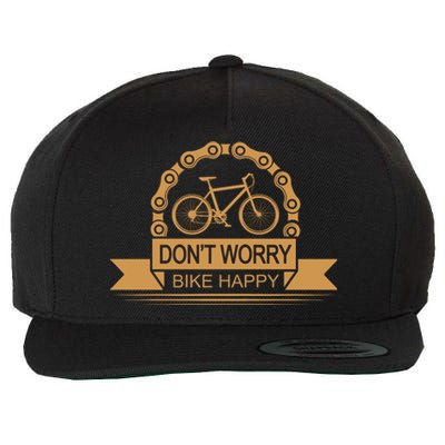 Don't Worry Bike Happy Wool Snapback Cap