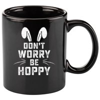 Don't Worry Be Hoppy Funny Easter Bunny 11oz C Handle Ceramic Mug