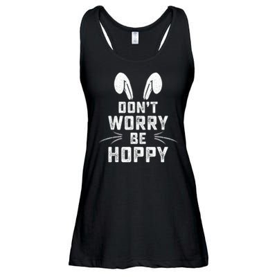 Don't Worry Be Hoppy Funny Easter Bunny Ladies Essential Flowy Tank