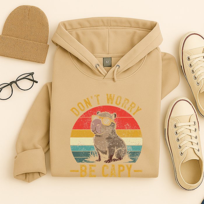 Dont Worry Be Capy Capybara Retro Hoodie